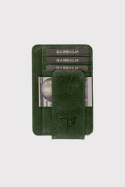 Zoozie Bags Cartera Hombre Piel Auténtica Verde Doble Pliegue 12x8x2 Cm
